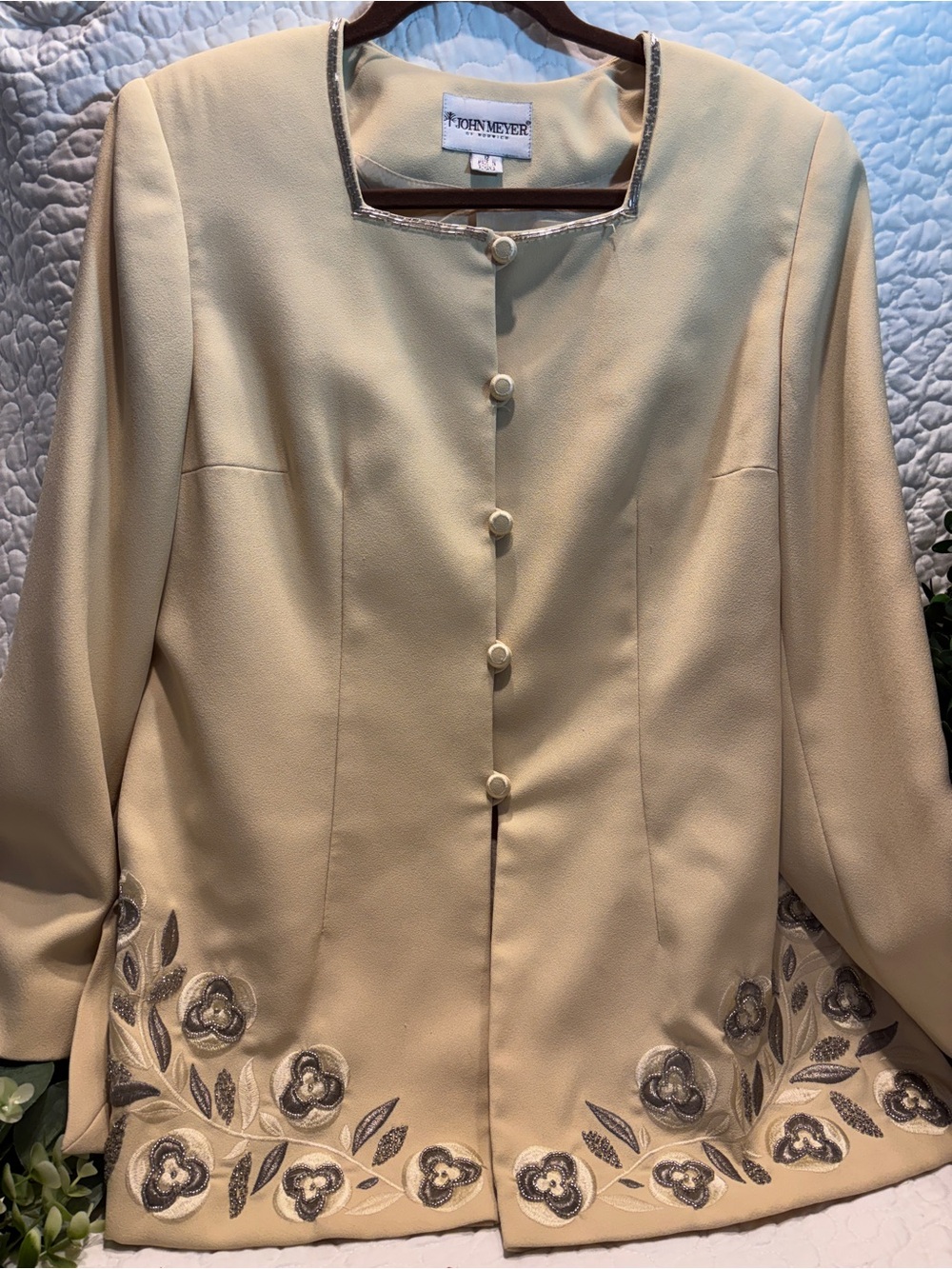 John Meyer Cream Embroidered Women's Blazer